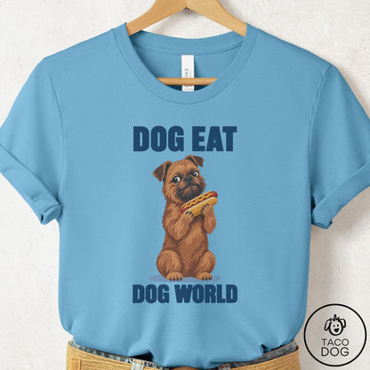Brussels Griffon Dog Eat Dog T-Shirt Ocean Blue Taco-Dog