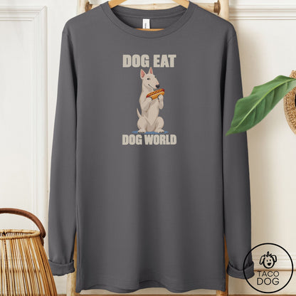 Bull Terrier Dog Eat Dog Long Sleeve Tee Asphalt Taco-Dog