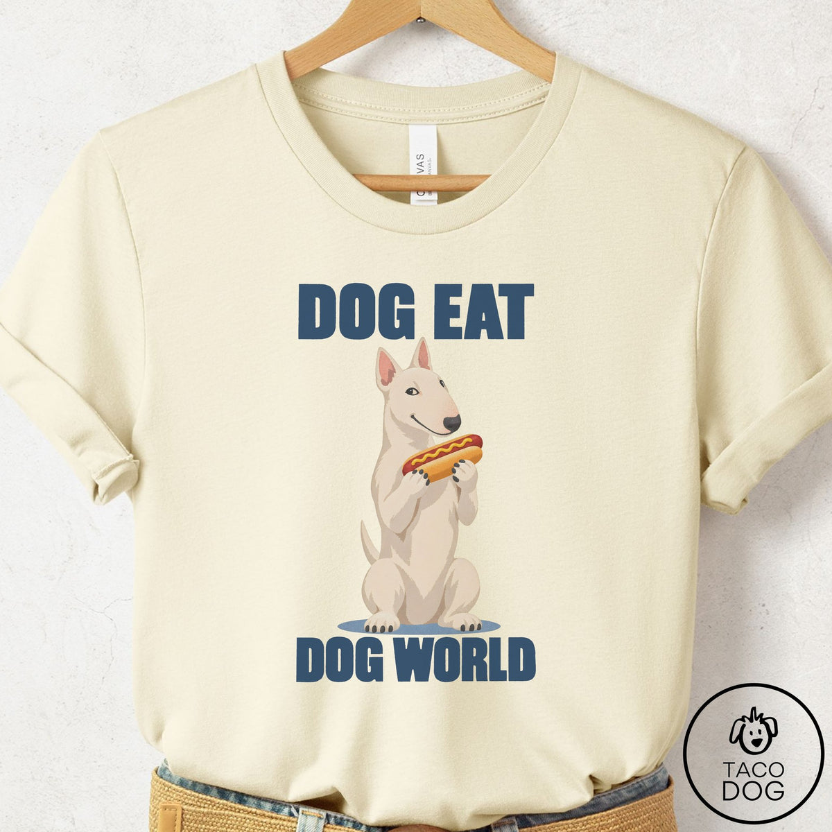Bull Terrier Dog Eat Dog T-Shirt Natural Taco-Dog
