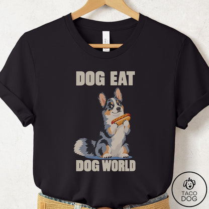 Cardigan Welsh Corgi Dog Eat Dog T-Shirt Black Taco-Dog