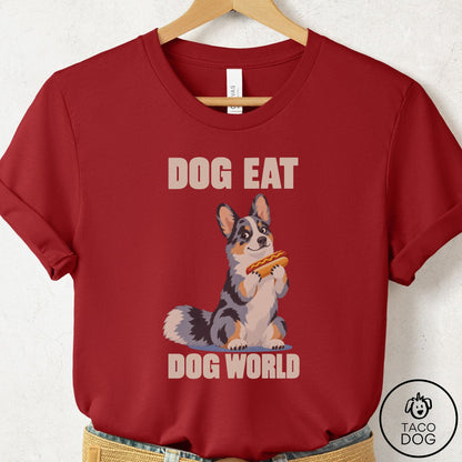 Cardigan Welsh Corgi Dog Eat Dog T-Shirt Canvas Red Taco-Dog
