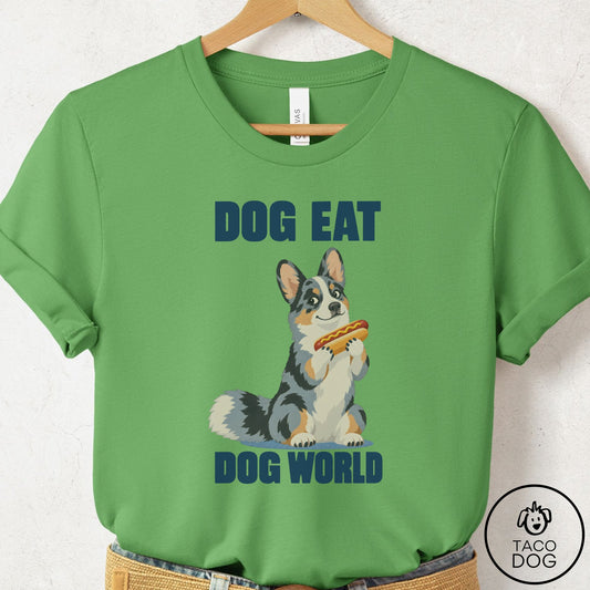 Cardigan Welsh Corgi Dog Eat Dog T-Shirt Leaf Taco-Dog