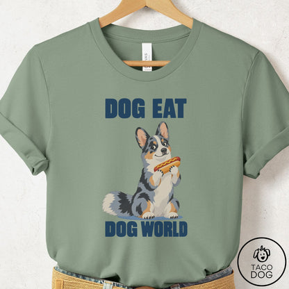 Cardigan Welsh Corgi Dog Eat Dog T-Shirt Sage Taco-Dog