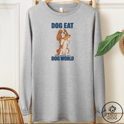 Cavalier King Charles Spaniel Dog Eat Dog Long Sleeve Tee Athletic Heather Taco-Dog