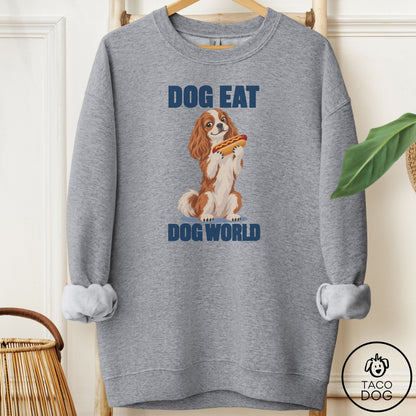 Cavalier King Charles Spaniel Dog Eat Dog Sweatshirt Graphite Heather Taco-Dog