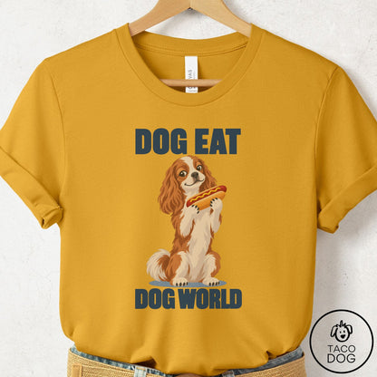 Cavalier King Charles Spaniel Dog Eat Dog T-Shirt Mustard Taco-Dog