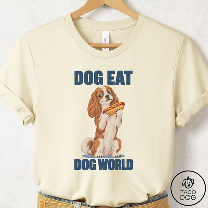 Cavalier King Charles Spaniel Dog Eat Dog T-Shirt Natural Taco-Dog