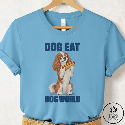 Cavalier King Charles Spaniel Dog Eat Dog T-Shirt Ocean Blue Taco-Dog