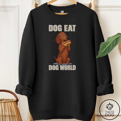 Dachshund Dog Eat Dog Sweatshirt Black Taco-Dog