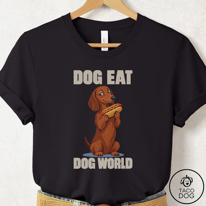 Dachshund Dog Eat Dog T-Shirt Black Taco-Dog