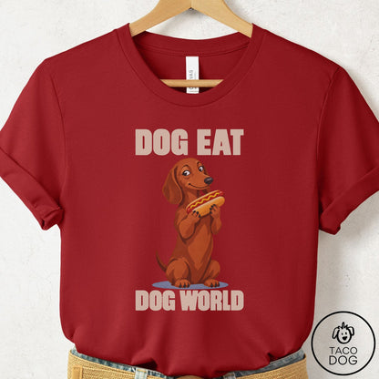Dachshund Dog Eat Dog T-Shirt Canvas Red Taco-Dog