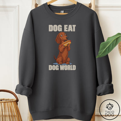 Dachshund Dog Eat Dog Sweatshirt Charcoal Taco-Dog
