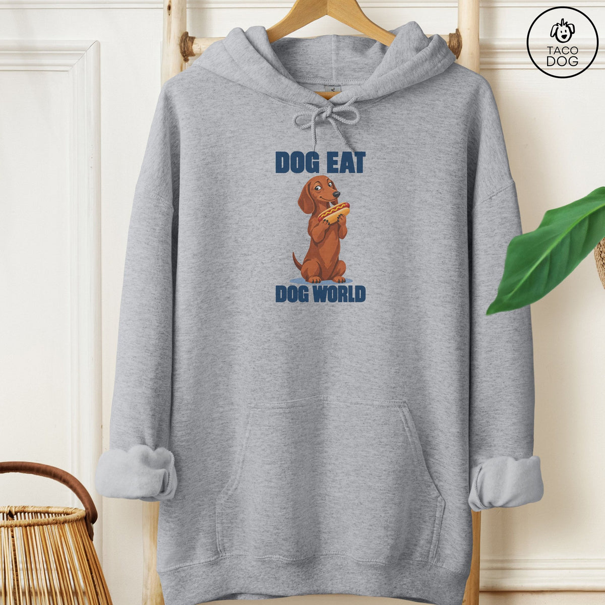 Dachshund Dog Eat Dog Hoodie Graphite Heather Taco-Dog