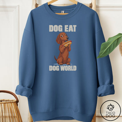 Dachshund Dog Eat Dog Sweatshirt Indigo Blue Taco-Dog