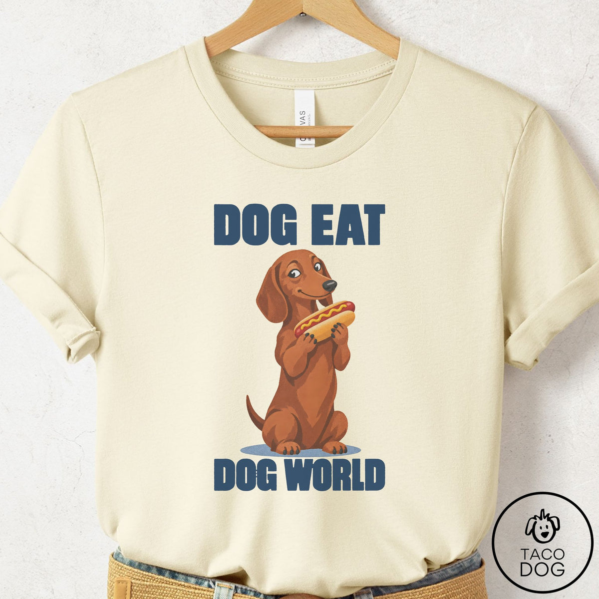Dachshund Dog Eat Dog T-Shirt Natural Taco-Dog