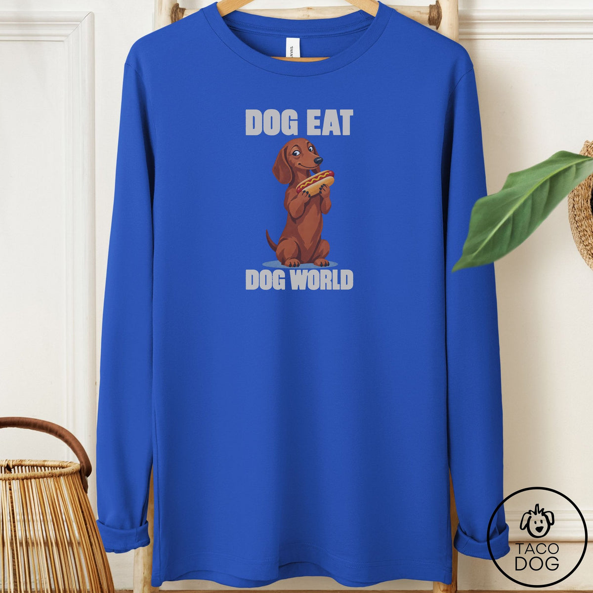Dachshund Dog Eat Dog Long Sleeve Tee True Royal Taco-Dog