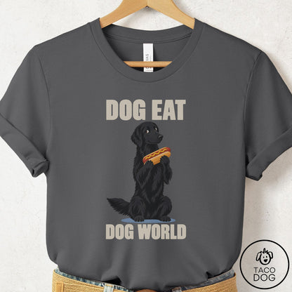 Flat-Coated Retriever Dog Eat Dog T-Shirt Asphalt Taco-Dog
