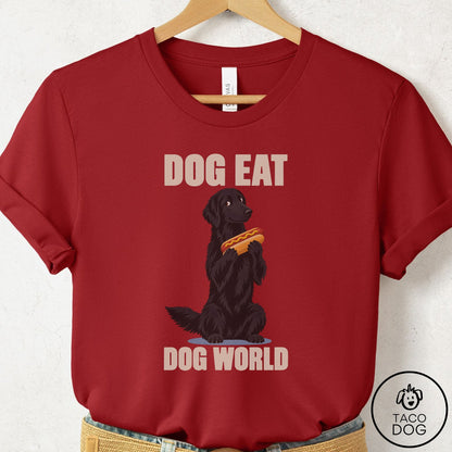 Flat-Coated Retriever Dog Eat Dog T-Shirt Canvas Red Taco-Dog