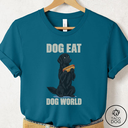 Flat-Coated Retriever Dog Eat Dog T-Shirt Deep Teal Taco-Dog
