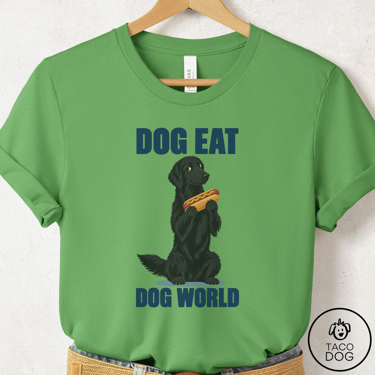 Flat-Coated Retriever Dog Eat Dog T-Shirt Leaf Taco-Dog