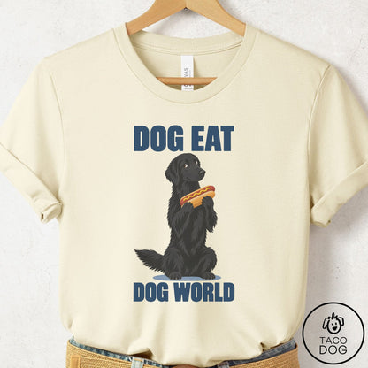 Flat-Coated Retriever Dog Eat Dog T-Shirt Natural Taco-Dog