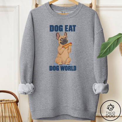 French Bulldog Frenchie Dog Eat Dog Sweatshirt Graphite Heather Taco-Dog
