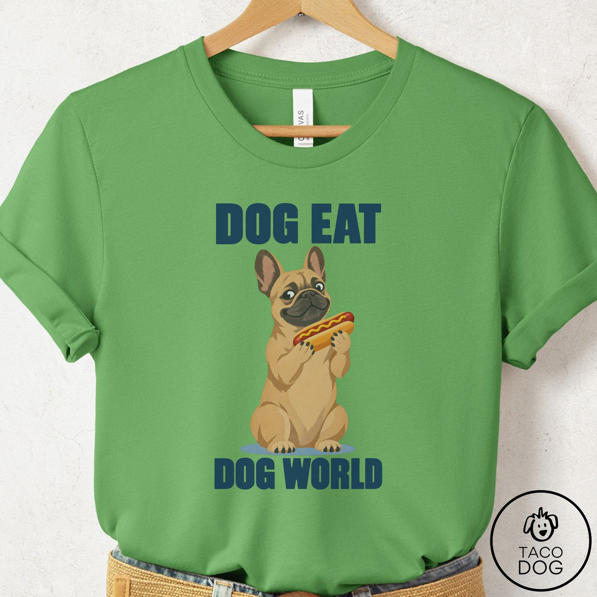 French Bulldog Frenchie Dog Eat Dog T-Shirt Leaf Taco-Dog