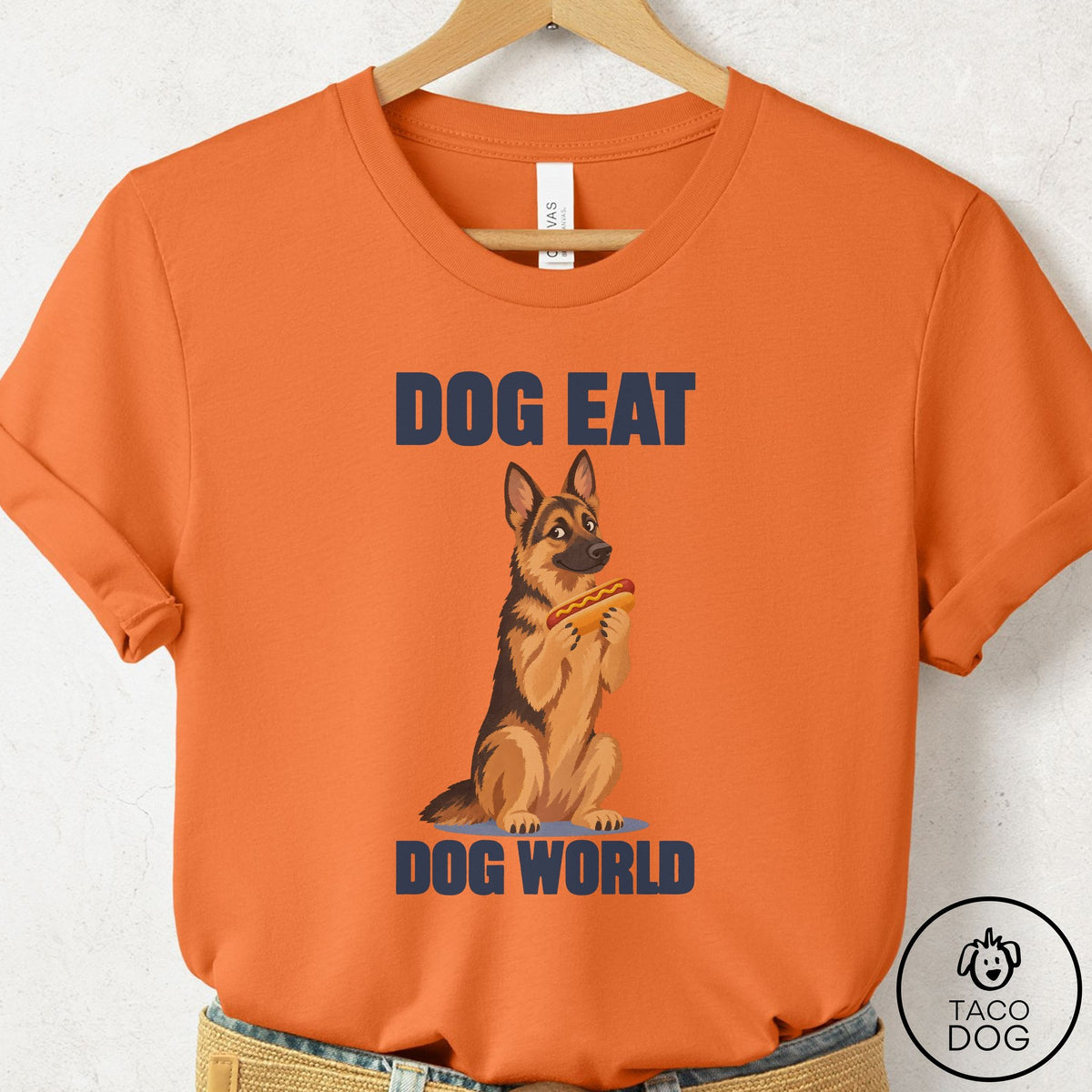 German Shepherd Dog Eat Dog T-Shirt Burnt Orange Taco-Dog