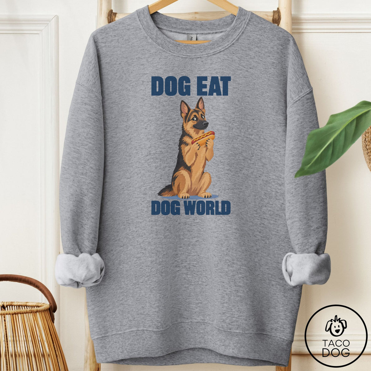 German Shepherd Dog Eat Dog Sweatshirt Graphite Heather Taco-Dog