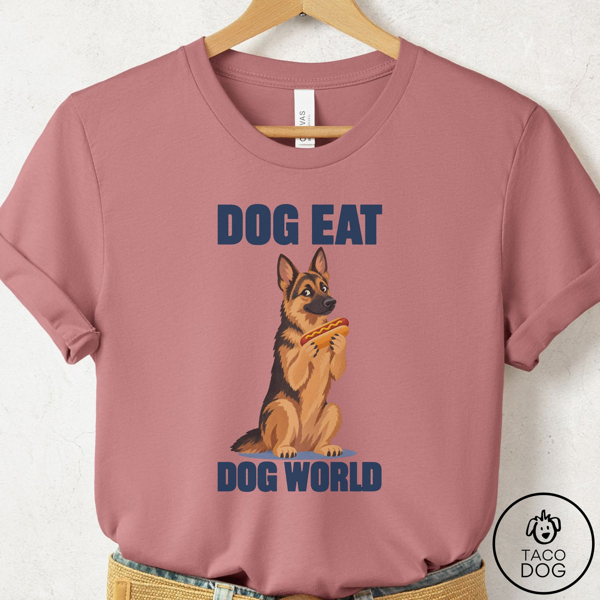 German Shepherd Dog Eat Dog T-Shirt Mauve Taco-Dog