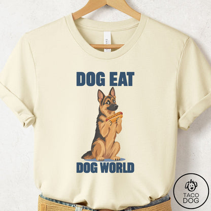 German Shepherd Dog Eat Dog T-Shirt Natural Taco-Dog