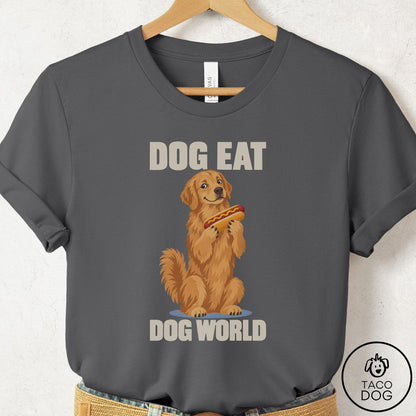 Golden Retriever Dog Eat Dog T-Shirt Asphalt Taco-Dog