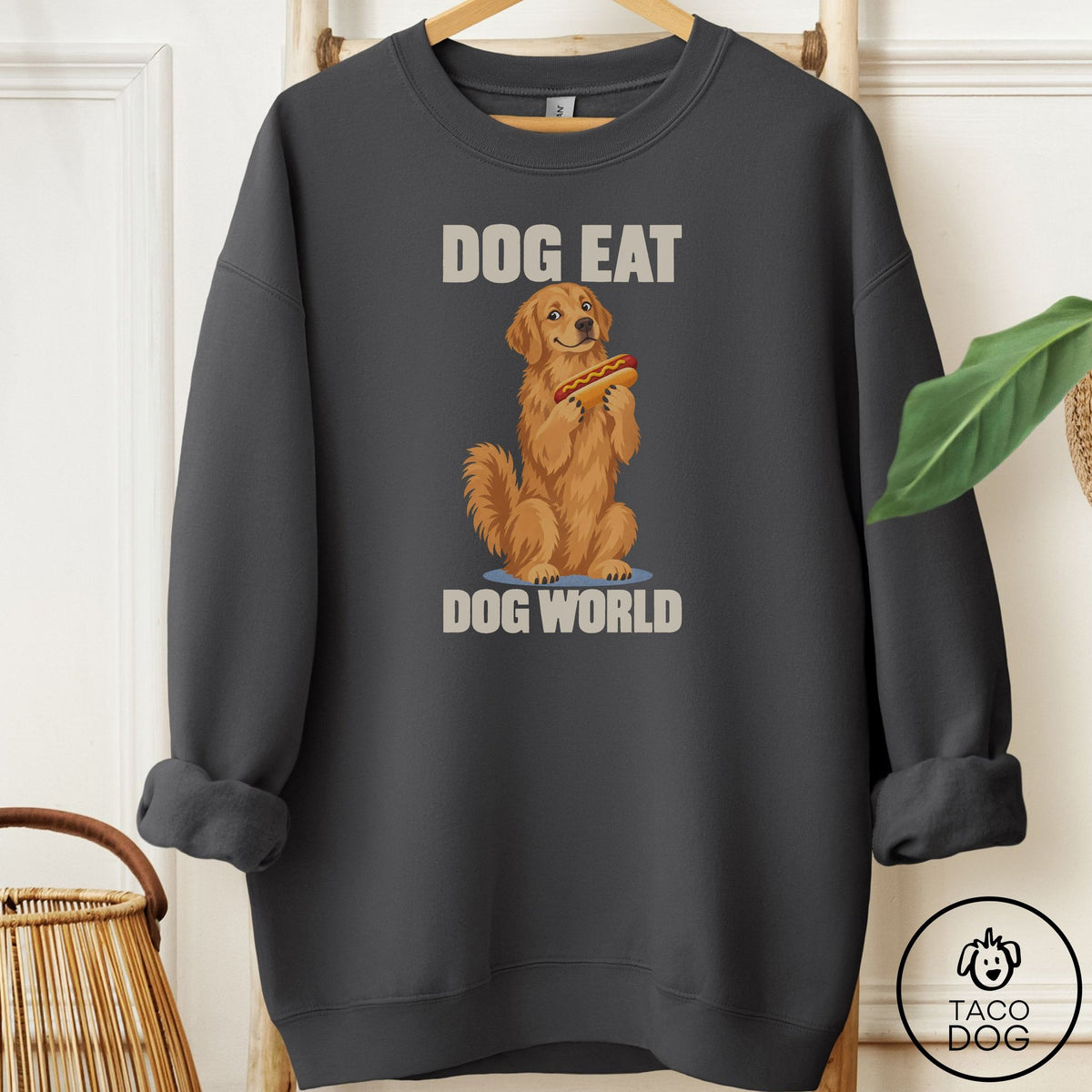 Golden Retriever Dog Eat Dog Sweatshirt Charcoal Taco-Dog