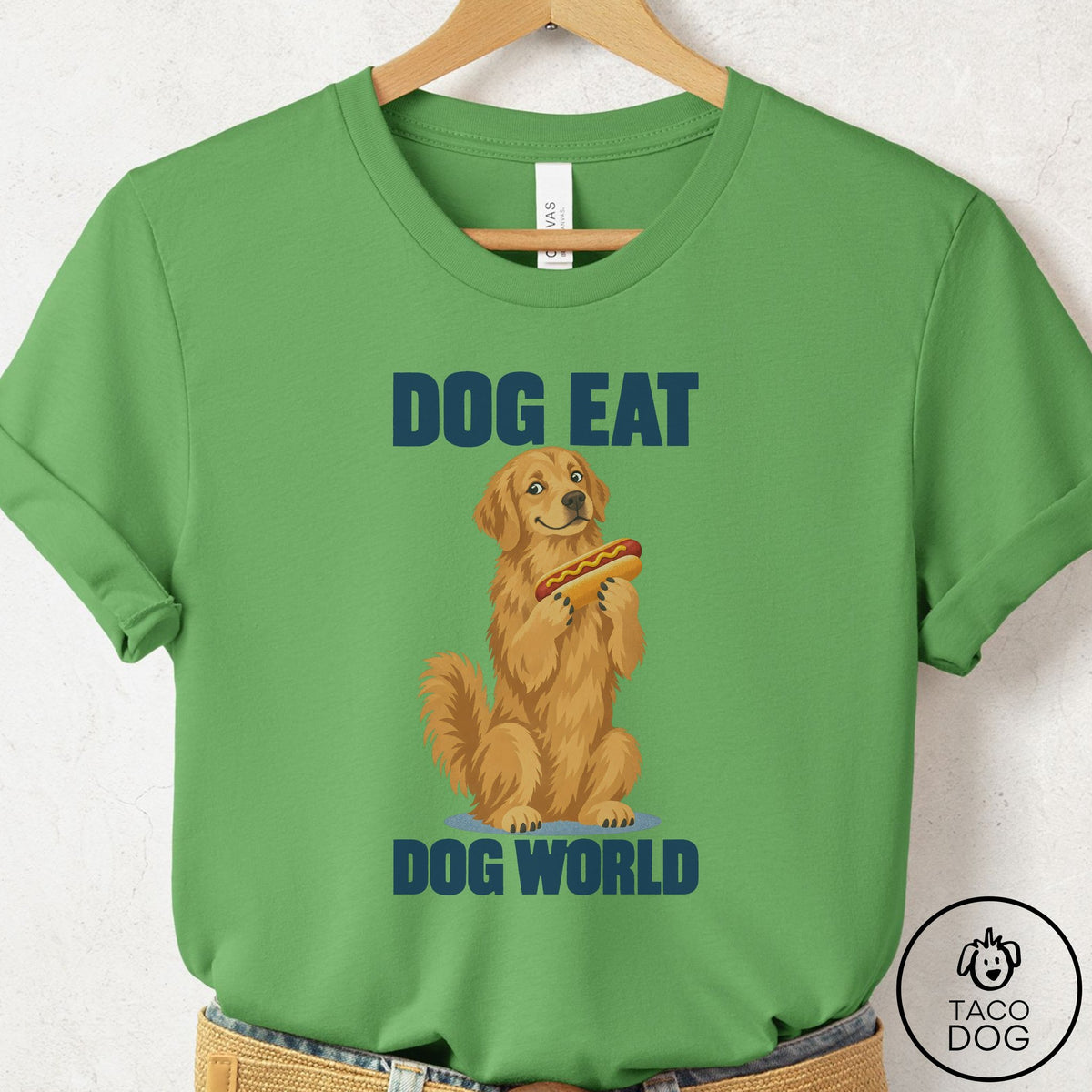 Golden Retriever Dog Eat Dog T-Shirt Leaf Taco-Dog