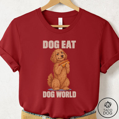 Doodle Dog Eat Dog T-Shirt Canvas Red Taco-Dog