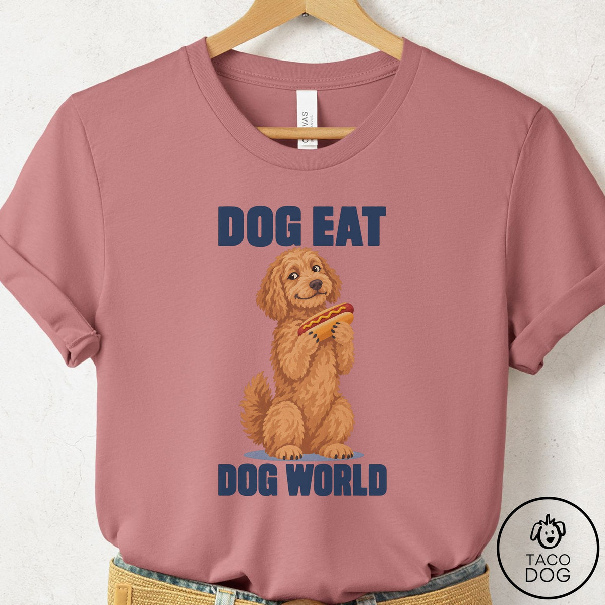 Doodle Dog Eat Dog T-Shirt Mauve Taco-Dog