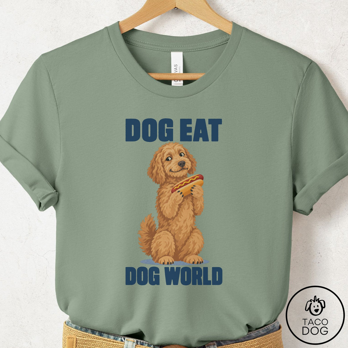 Doodle Dog Eat Dog T-Shirt Sage Taco-Dog