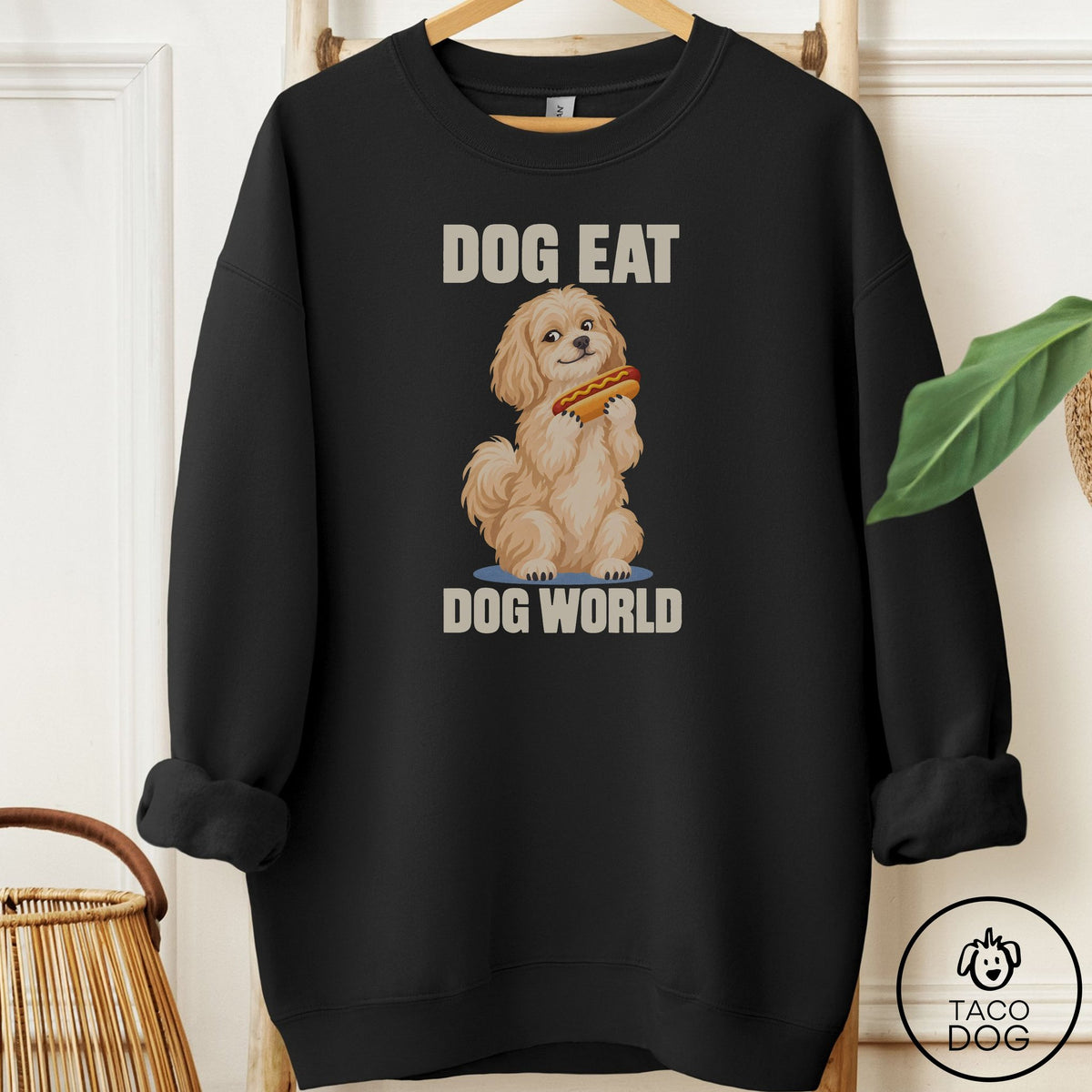 Havanese Dog Eat Dog Sweatshirt Black Taco-Dog