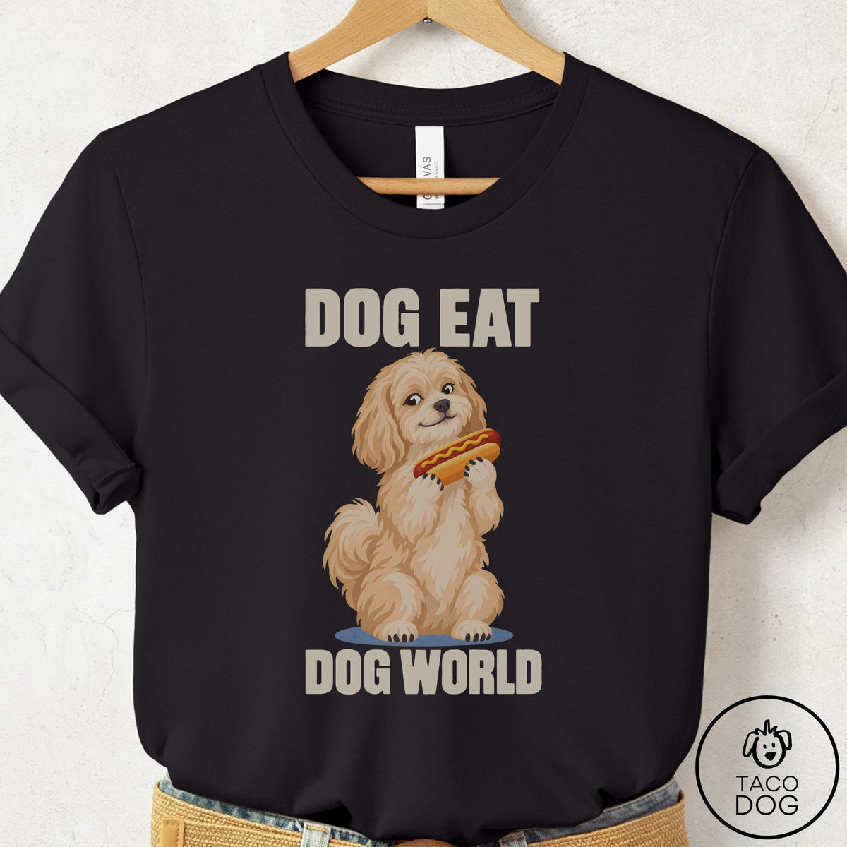 Havanese Dog Eat Dog T-Shirt Black Taco-Dog