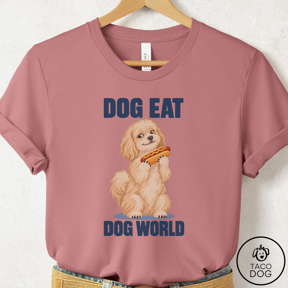 Havanese Dog Eat Dog T-Shirt Mauve Taco-Dog