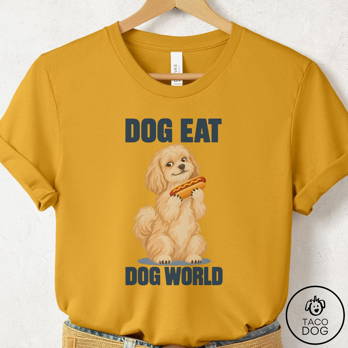 Havanese Dog Eat Dog T-Shirt Mustard Taco-Dog