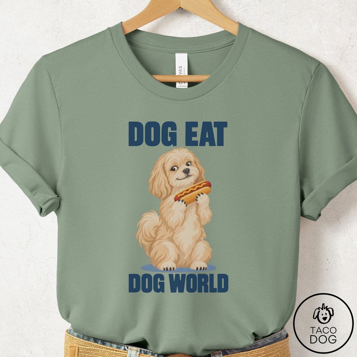 Havanese Dog Eat Dog T-Shirt Sage Taco-Dog