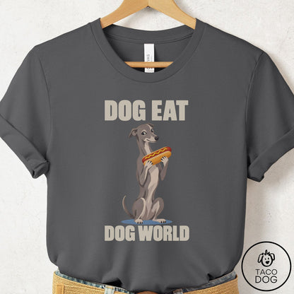 Italian Greyhound Whippet Dog Eat Dog T-Shirt Asphalt Taco-Dog