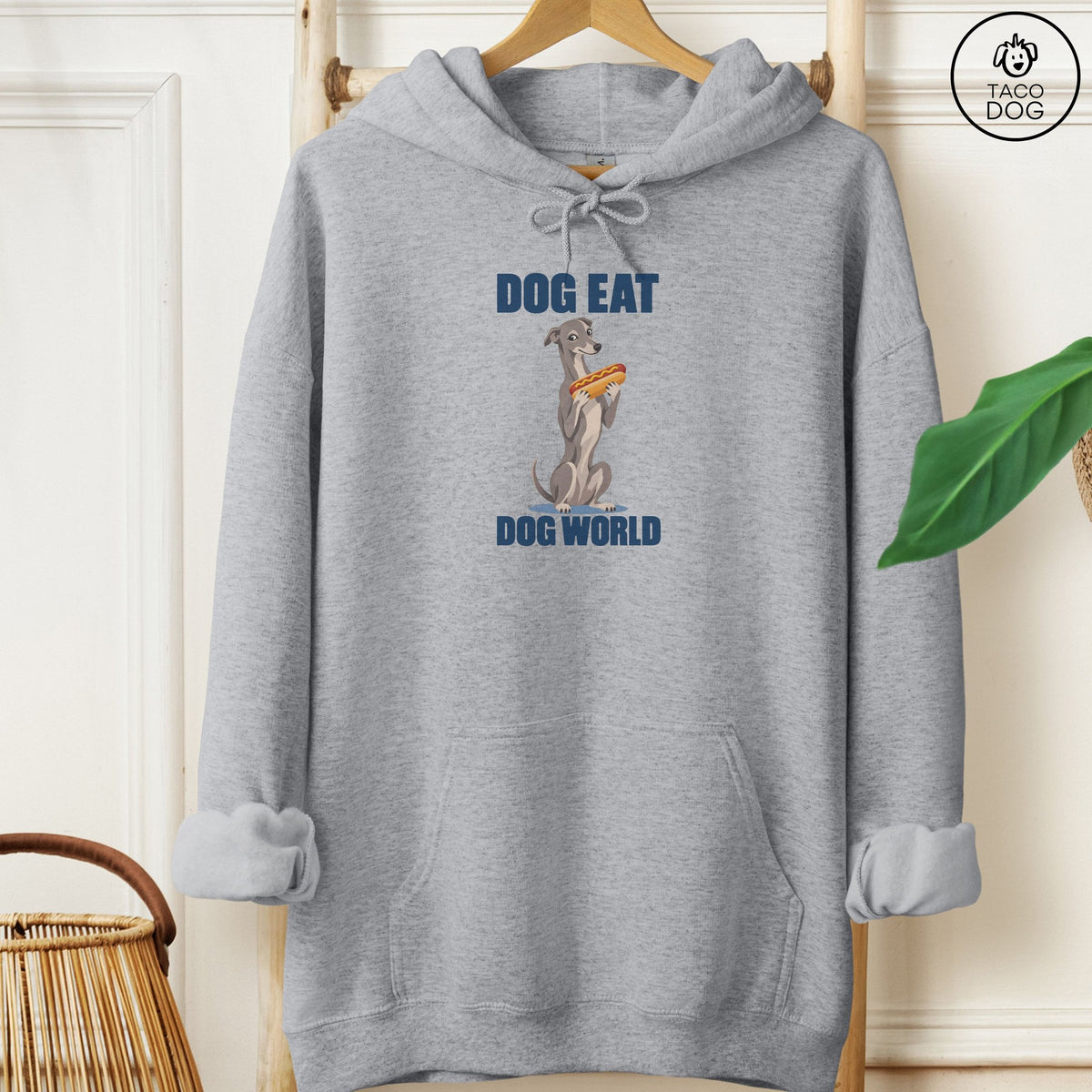 Italian Greyhound Whippet Dog Eat Dog Hoodie Graphite Heather Taco-Dog