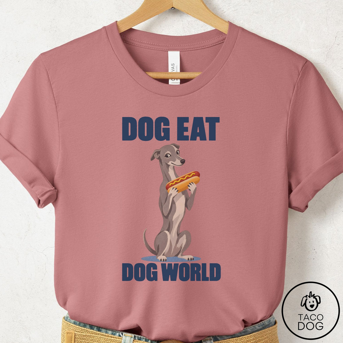 Italian Greyhound Whippet Dog Eat Dog T-Shirt Mauve Taco-Dog