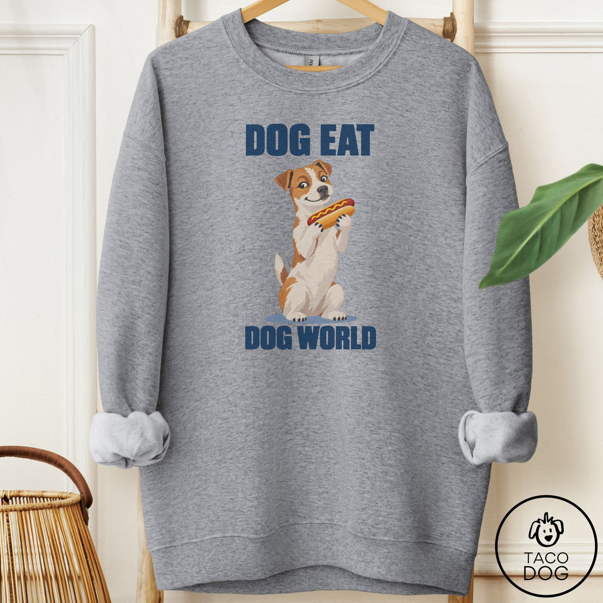Jack Russell Dog Eat Dog Sweatshirt Graphite Heather Taco-Dog