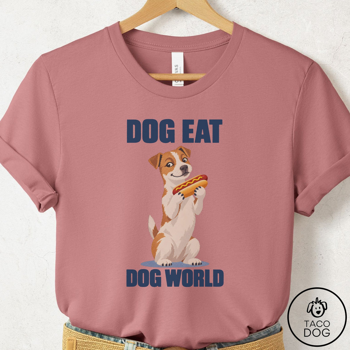 Jack Russell Dog Eat Dog T-Shirt Mauve Taco-Dog