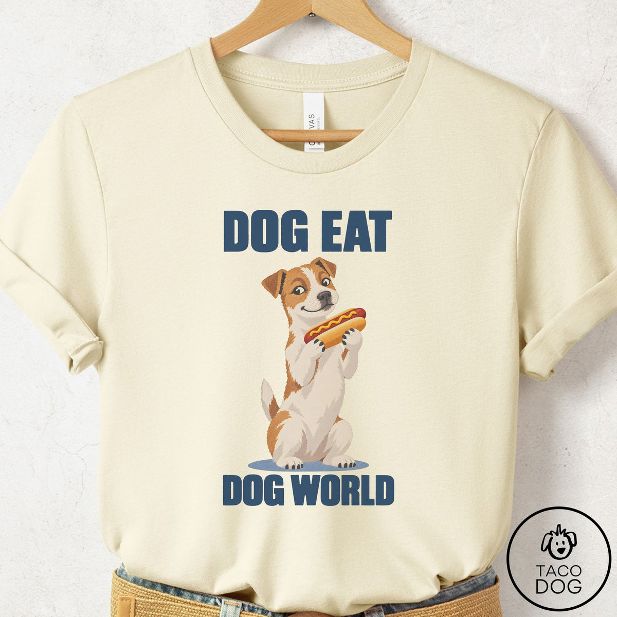 Jack Russell Dog Eat Dog T-Shirt Natural Taco-Dog