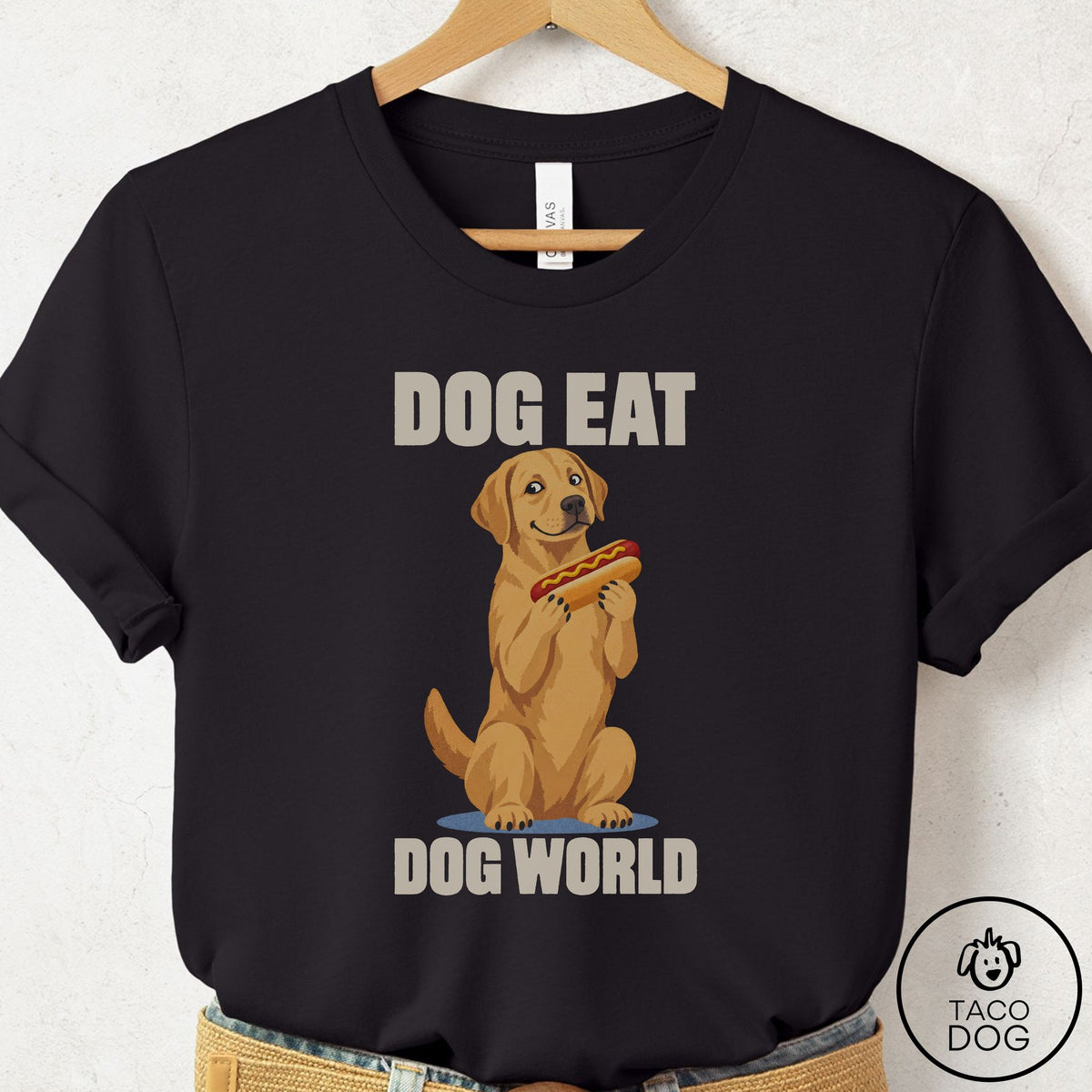 Labrador Retriever Dog Eat Dog T-Shirt Black Taco-Dog