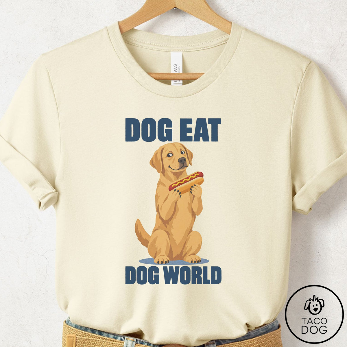 Labrador Retriever Dog Eat Dog T-Shirt Natural Taco-Dog